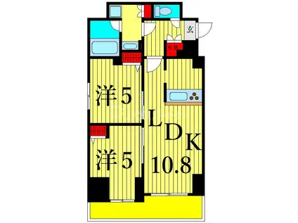 プレール・ドゥーク南千住(2LDK/14階)の間取り写真