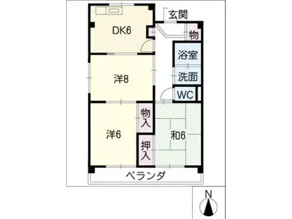 コープ宮後B棟1707号(3DK/1階)の間取り写真