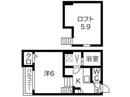 COLORS(1K/2階)の間取り写真
