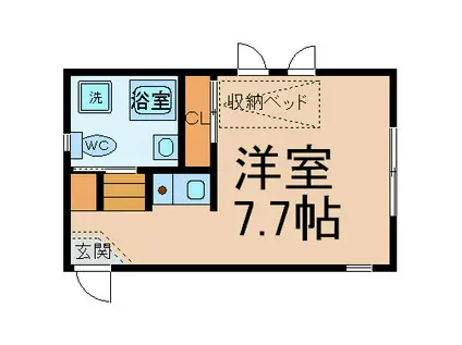 リンデンバウムJ6 B棟(1K/1階)の間取り写真