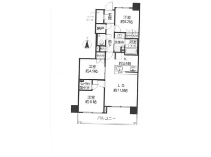 クラッシィハウス大島 イーストテラス(3LDK/1階)の間取り写真