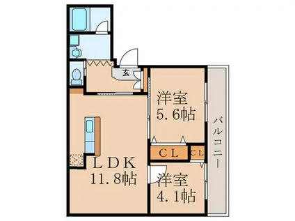 コーポ印度屋(2LDK/2階)の間取り写真