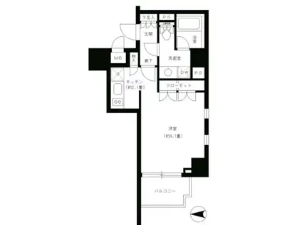 パークキューブ神田(1K/13階)の間取り写真