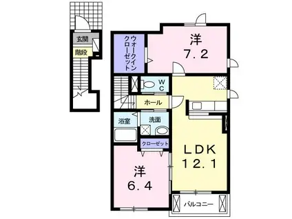 カサソレアーダ II(2LDK/2階)の間取り写真
