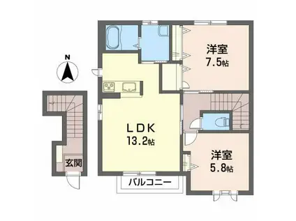 マジェスティ IV(2LDK/2階)の間取り写真