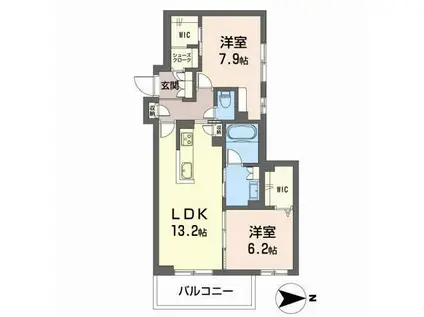 グリーンガーデン東雲(2LDK/2階)の間取り写真