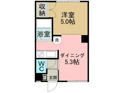 コーポ桂(1DK/1階)の間取り写真