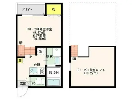STADE DE LA MAISON(1K/1階)の間取り写真