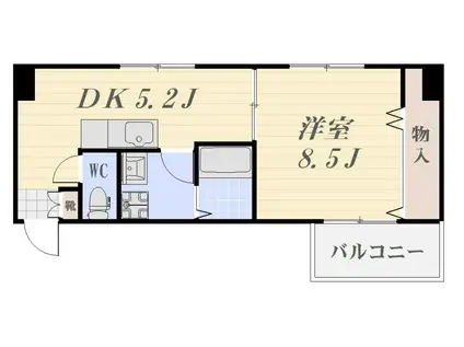 チセンビル(1DK/3階)の間取り写真