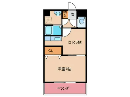 ARTHU-WIND 赤間(1DK/3階)の間取り写真