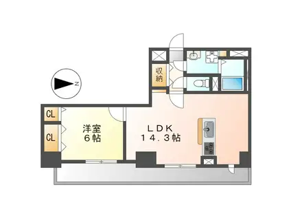ベルデュールIII(1LDK/3階)の間取り写真