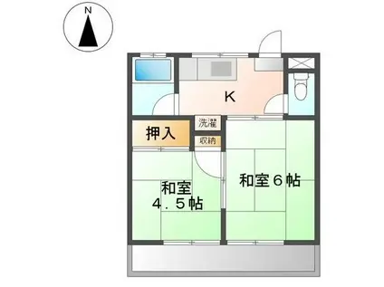 コーポ落合1(2K/1階)の間取り写真