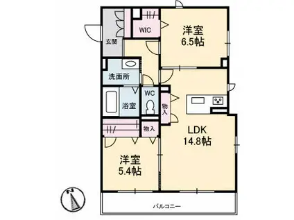 リバーフィールド(2LDK/2階)の間取り写真