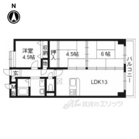枚方パークハイツ(3LDK/2階)の間取り写真