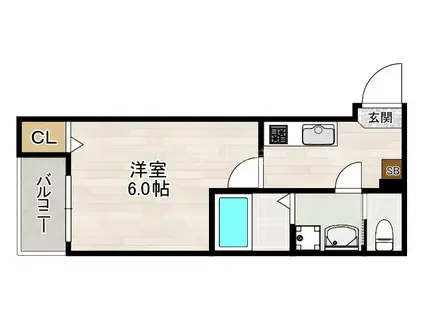 ブルーダイヤ(1K/2階)の間取り写真