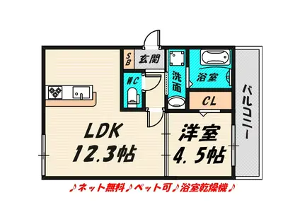 ル・ポルト・ボヌール(1LDK/2階)の間取り写真