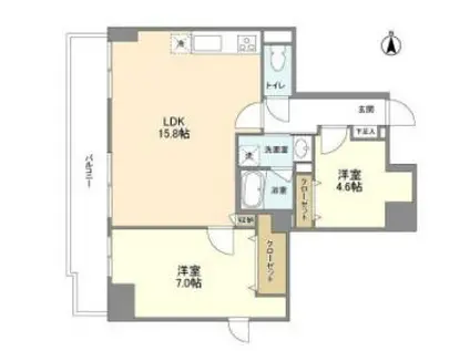 BLANCE SHIBAURA ブランセ芝浦(2LDK/7階)の間取り写真