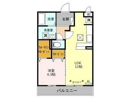リビングタウン鍵山C(1LDK/3階)の間取り写真