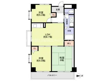 カクタスガーデン(3LDK/5階)の間取り写真