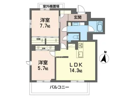 シエロエストレラード(2LDK/4階)の間取り写真