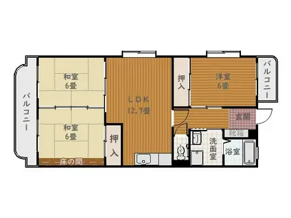 ラ・ベルテ(3LDK/4階)の間取り写真