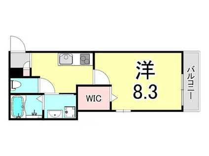 スマートコート西宮(1K/3階)の間取り写真