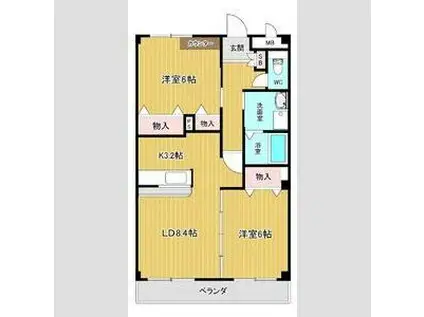 ラ・フレージア(2LDK/2階)の間取り写真