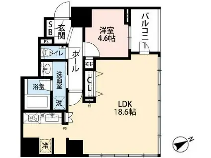 オープンレジデンシア南青山骨董通(1LDK/12階)の間取り写真