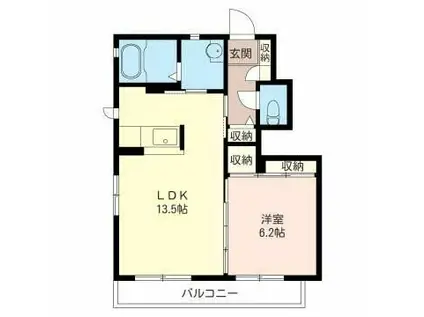 KAME HOUSE B(1LDK/1階)の間取り写真