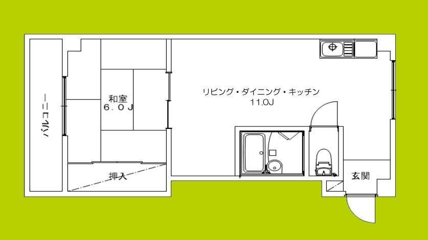 安立ハイツ(1LDK/3階)の間取り写真