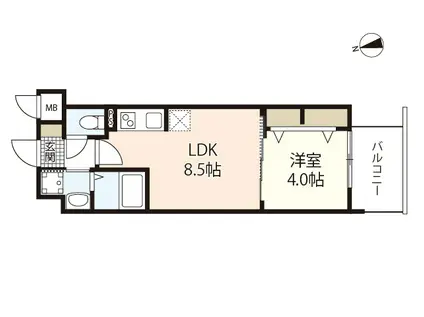 S-RESIDENCE本川町AFFORD(1LDK/4階)の間取り写真