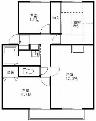 サンプレイスジョウナンE(3LDK/2階)の間取り写真