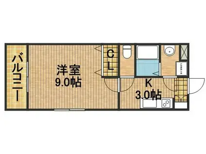 CHERISH(1K/3階)の間取り写真