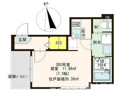 ハーモニーテラスサンクサン(ワンルーム/2階)の間取り写真