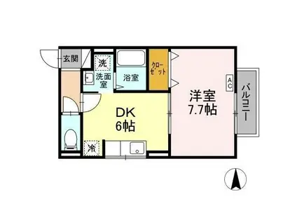 サンハイツ(1DK/2階)の間取り写真