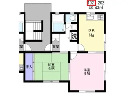 ヴィラ仲町(2DK/1階)の間取り写真