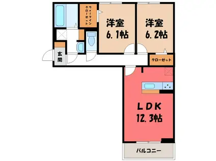 ガーネット(2LDK/2階)の間取り写真