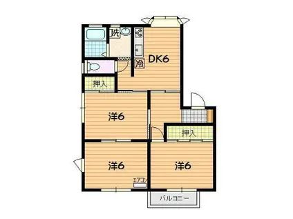 カーサグラチェ(3DK/2階)の間取り写真
