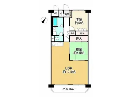 マンション住吉川(2LDK/8階)の間取り写真