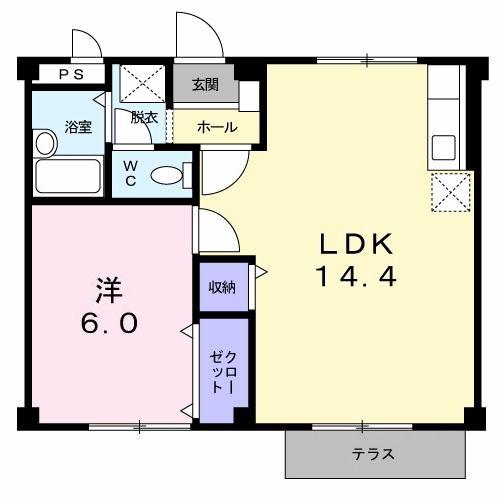 サンハイツT(1LDK/1階)の間取り写真
