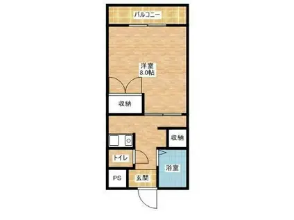 ソレアード幸(1K/3階)の間取り写真