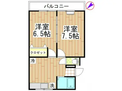 マンション静和(2DK/2階)の間取り写真