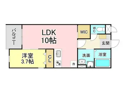 カーサガーデン相生(1LDK/1階)の間取り写真