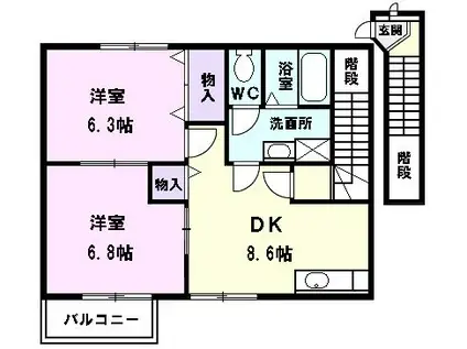 TSスクエア(2DK/2階)の間取り写真