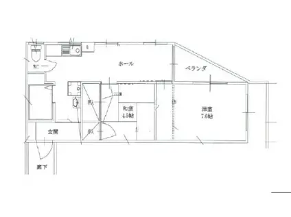 清美荘(2DK/2階)の間取り写真
