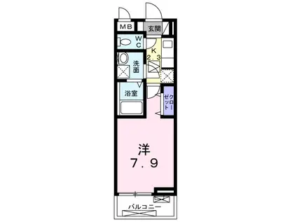 アペルト泉佐野V(1K/1階)の間取り写真