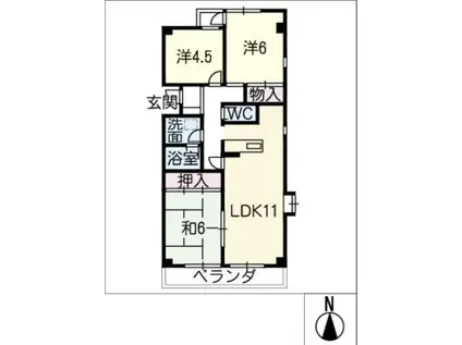 HP植田南ビル(3LDK/11階)の間取り写真