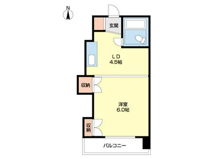 ホワイトヒルハウス(1DK/4階)の間取り写真