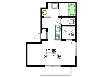 ロジェ・ボヌール(1K/1階)の間取り写真