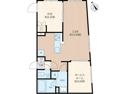 STRIPES用賀II(1SLDK/4階)の間取り写真